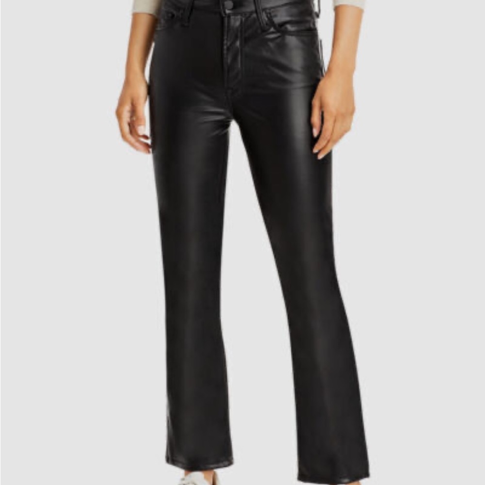MOTHER Black Faux Leather Bootcut Pants